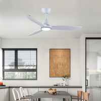 Ventilateur de plafond intelligent 29W DC avec lumière, pales en bois massif réversibles, contrôle WiFi par application, télécommande, intérieur/extérieur
