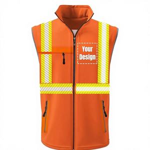 Chaleco de Seguridad Reflectante de Alta Visibilidad con Luces LED, Impermeable, Multibolsillos, Transpirable, de Poliéster Clase 3 para Construcción - Product Image 2