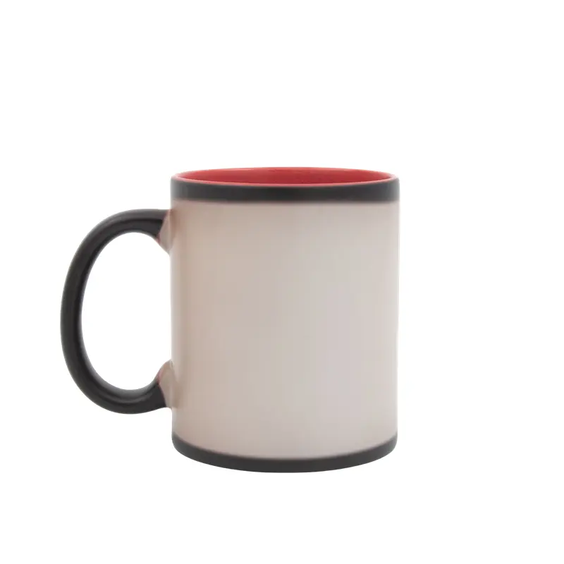 Regalo de fiesta de gran oferta, taza mágica de calor por sublimación colorida interior de 11oz, Taza de cerámica que cambia de Color