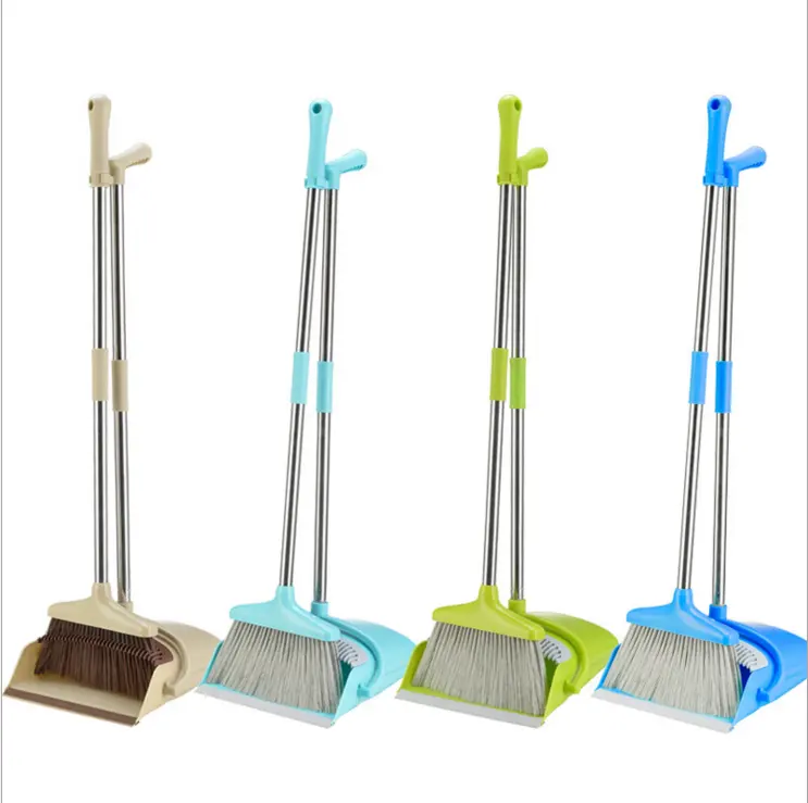 Plastic broom with dustpan cleaning broom and dustpan set