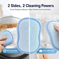 Éponge de cuisine en microfibre double face écologique, réutilisable, anti-adhésive, pour la vaisselle, tampon à récurer, prix usine