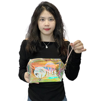 Sac cosmétique à fermeture éclair personnalisé de haute qualité Trousse de maquillage holographique avec porte-clés Trousse de maquillage de voyage en PVC