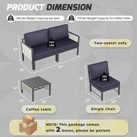 Ensemble de canapés modulaires en aluminium AECOJOY, 4 places, meubles de patio extérieur avec table basse pour véranda et terrasse, fabriqué en Chine