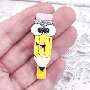 Nouveauté 2026 : Accessoires de fête en tissu pour enfants, incluant des pinces à cheveux barrettes mignonnes et colorées, motifs crayon, livre, terre, ABC, dessin animé, princesse et à clipser - Product Image 6