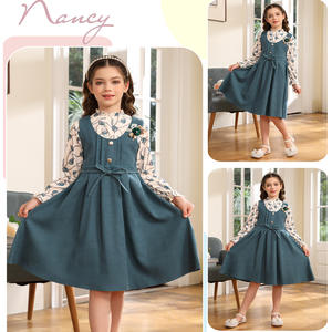 Haute qualité fille printemps automne robe en gros mode élégant enfants ensembles chaud à manches longues jupe deux pièces ensemble - Product Image 2