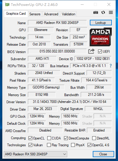 Radeon RX 580 2048SP