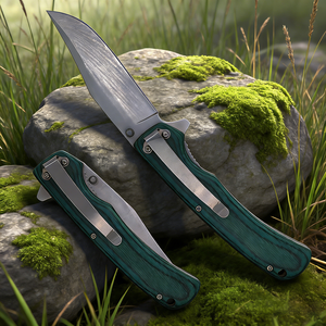 มีดพับเหล็กกล้าคาร์บอนสูง EDC สำหรับยุทธวิธี ด้ามไม้ สำหรับตั้งแคมป์ กิจกรรมกลางแจ้ง เอาตัวรอด มีดพกพา OEM พร้อมคลิปหนีบเข็มขัด - Product Image 3