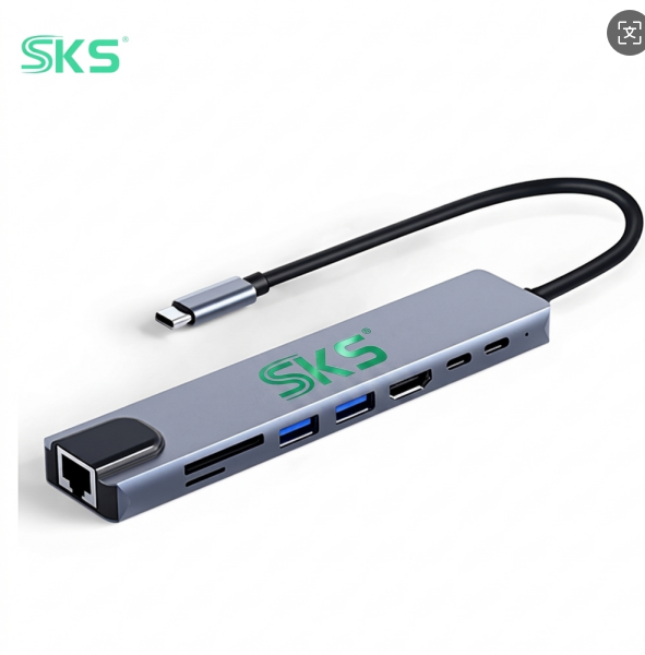 8/7/4 In1 USB C Hub Adapter with Ethernet 4K HDMI, USB 3.0, TF/SD Card Reader PD Charging Multiport USB Hub for PC Laptop