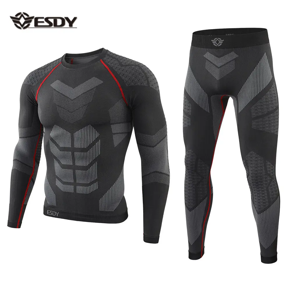 ESDY New Seamless Thermal Unterwäsche Set Tactical Body Unterwäsche Anzüge für Männer