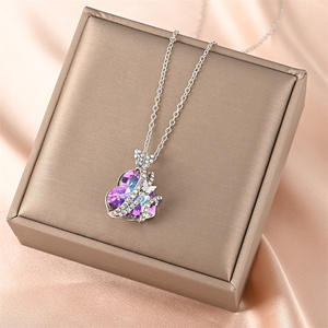 Collar con Motivo de Corazón de Mariposa, Diseño Innovador, Superventas, Chapado en Plata IP, Aleación de Zinc Estándar ASTM, Regalo para Mujer - Product Image 2
