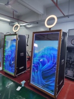 Cabina de Fotos Portátil Retro para Bodas, Espejo Interactivo, Cabina de Fotos Selfie, Marco LED Mágico, Kiosco con Software de IA