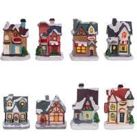 Décorations de maison de Noël en forme de maison de neige lumineuse de dessin animé, paysages miniatures sculptés artistiques, villas en résine, artisanat pour maisons - Souvenir