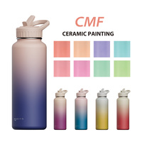 Peinture céramique Bouteille d'eau potable à double paroi sans Bpa étanche 12/24/32/40/64oz Flacon à vide avec couvercle multiple