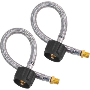 Manguera de propano trenzada de acero inoxidable, 15 pulgadas, rosca macho NPT de 1/4 para aparatos de gas, uso doméstico, duradera - Product Image 1