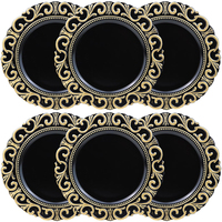 Assiettes de présentation noires en plastique de 13 pouces pour la décoration de mariages et de fêtes