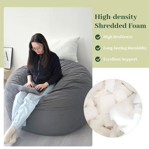 Fauteuil géant en forme de pouf, convertible, avec rembourrage en mousse, housse en microfibre lavable, taille Queen, pour chambre à coucher, dortoir - Product Image 3