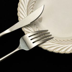 Vaisselle de mariage portugaise très vendue, couverts en acier inoxydable de haute qualité, cuillère, fourchette, couteau, ensemble de couverts dorés mats - Product Image 6