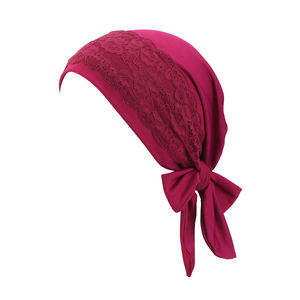 Copricapo in Tessuto Delicato sulla Pelle, Turbante alla Moda per Ragazze, Sciarpa in Modal con Pizzo, Cappello da <span class=keywords><strong>Donna</strong></span> con Nastro - Product Image 5