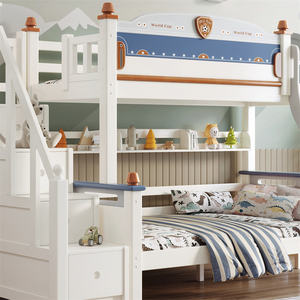 Ensembles de meubles pour enfants lit pour enfants meubles de chambre à coucher meubles en bois pour enfants lit superposé avec toboggan lit mezzanine pour enfants avec rangement - Product Image 4
