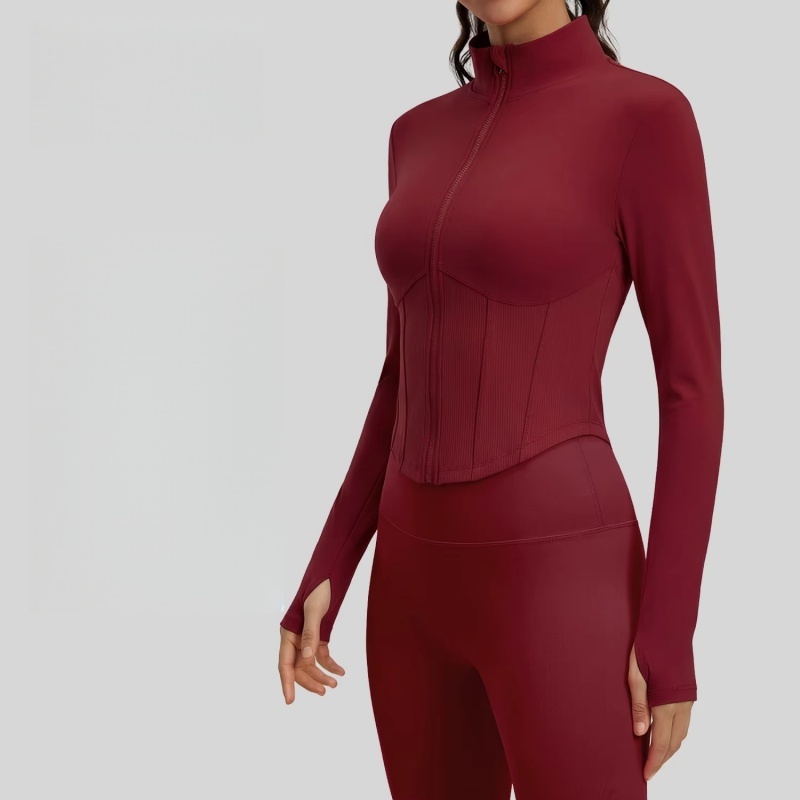 Breathable Women's Yoga Sports Coat for Spring Autumn Stand Collar Long Sleeve Tight-fitting Pilates Fitness Clothing