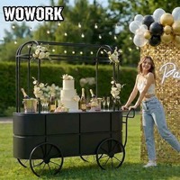 WOWORK vente en gros métal personnalisé fer détachable noir blanc or décoration de fête de mariage chariot de bonbons pour toile de fond d'événement