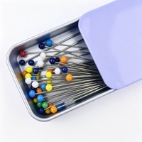 Épingles à coudre colorées en acier inoxydable, boîte de rangement portable en métal pour la couture, le matelassage, la broderie et le travail d'aiguille