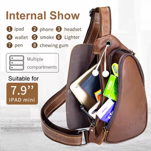 BULL CAPTAIN Genuine Leather Sling Bag Shoulder Daypack Sport Travel <b>Men</b> <b>Cross</b> Baody Bag Leather Chest Bag <b>Men</b> Vintage <b>Men</b> Bag - Product Image 2