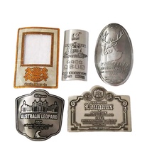 Étiquette de vin en étain de pewter en gros, autocollante, personnalisée, en aluminium embossé, étiquette de vin doux, étiquette en métal de Bourgogne