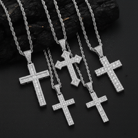 Collier pendentif croix CZ Iced Out avec chaîne torsadée plaqué or, argent, cuivre, bijoux hip-hop
