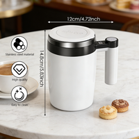 Mug à café intelligent à agitation automatique avec affichage de la température, 380 ml, en acier inoxydable sans soudure, avec poignée