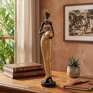 Statuetta in Resina Stile Africano, Scultura Geometrica di Donna Nera con Vaso, Decorazione per la Casa, Artigianato all'Ingrosso - Product Image 3