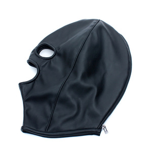 Maschera in Pelle PU Nera Morbida per Adulti con Occhi e Bocca Esposti, Maschera Sexy, Prodotti per Punizioni e Costrizioni BDSM0013 - Product Image 4