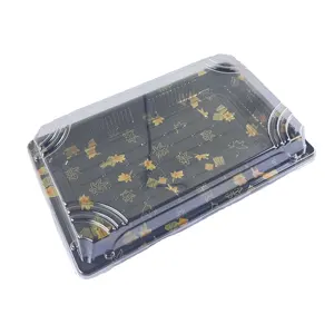 Piatto nero usa e getta imballaggio piatto di plastica Sushi vassoio contenitore rimozione giapponese Maki Packaging Sushi Box