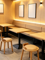 Modernes Minimalistisches Café-Stil Tisch-Stuhl-Set Japanischer Bistro-Stil Massivholz Runde Esszimmerstühle Fast-Food-Laden Kleiner Hocker