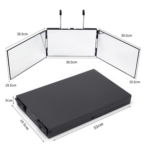 Fournisseur direct d'usine Miroir à <span class=keywords><strong>3</strong></span> volets avec <span class=keywords><strong>3</strong></span> couleurs de lumière, Miroirs LED pliables, Crochets de miroir de barbier réglables pour la coupe de cheveux à domicile - Product Image 2