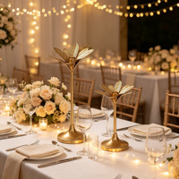Porte-bougie conique en métal doré pour bougie, idéal pour mariage, fête, décoration de la maison