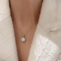 Parure de bijoux en argent sterling S925 avec moissanite, motif tournesol, collier et boucles d'oreilles fleur flèche 8-en-8, adaptée aux femmes