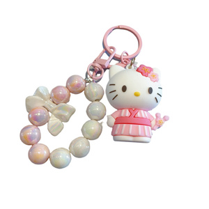 Llavero de Perlas Hecho a Mano con Diseño de Sanrio, Lindo Llavero de <span class=keywords><strong>Hello</strong></span> Kitty con Perlas de PVC para Llaves de Coche y Bolsos, Regalo para Niñas - Product Image 6