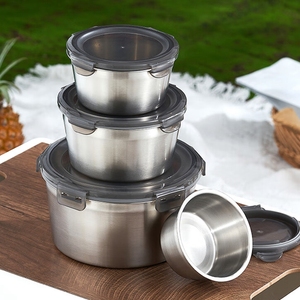 Maxcook Boîte de rangement ronde en acier inoxydable 316SS Contenant alimentaire avec couvercle pour <span class=keywords><strong>camping</strong></span> cuisine nouveau-nés Boîte à lunch - Product Image 2