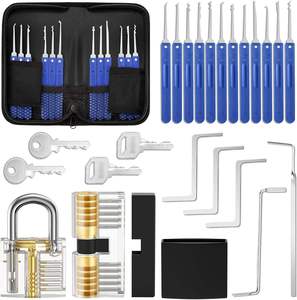 Juego de Herramientas Profesionales para Abrir Cerraduras HUANYU de Acero Inoxidable Plateado con Caja y Cerraduras de Práctica para Suministros de Cerrajería - Product Image 1
