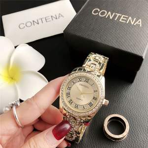 Nuevo reloj de moda con cadena chapada en oro, esfera con circonitas, no resistente al agua, para chicas y mujeres, reloj con correa metálica brillante con diamantes. - Product Image 1