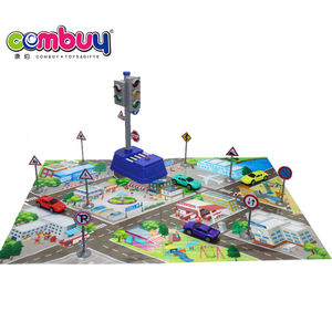 Voiture électrique en alliage, carte de villes du monde, automobile, jouet pour enfants, lumière de circulation, nouveauté - Product Image 3