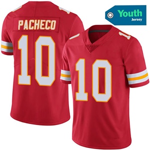 Maillots de haute qualité pour jeunes enfants du Kansas 15 # Patrick Mahomes 87 # Kelce 10 # Maillots de football américain cousus Pacheco avec logo - Product Image 3