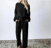 Ensembles pour femmes en tissu tricoté, t-shirts à manches longues et ensembles de pantalons décontractés