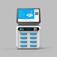 Station de recharge sans fil HeyCharge 8 emplacements ultra-mince 30W, batterie externe de location Li-Polymère 5000mAh étanche pour lieux publics