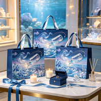 Sac en papier haut de gamme à thème zodiacal avec poignée en ruban gaufré 3D, sac de shopping écologique personnalisé avec logo imprimé