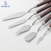 BOMEIJIA 5 pièces ensemble de grattoir d'artiste manche en plastique couteau à Palette en acier inoxydable pour peinture à l'huile pour modeler le matériel acrylique