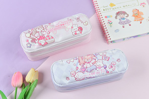 Malvavisco-Estuche artesanal suave de doble capa Organizador de bolsa de lápices para niña <span class=keywords><strong>dulce</strong></span> con compartimentos hechos a mano y textura similar a <span class=keywords><strong>la</strong></span> nube - Product Image 3