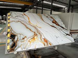 Golden Age 3D stampato pietra di lusso artificiale Calacatta pietra di marmo bianco lastra di pietra di lusso tavolo da pranzo piastrelle da parete - Product Image 2