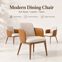 Chaise de salle à manger de luxe en bois massif, bois de frêne + cuir, pour hôtel, restaurant, salle à manger